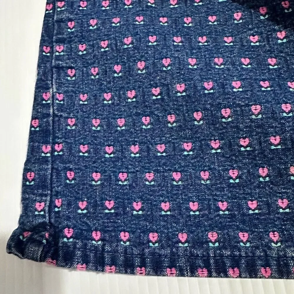 Vintage OshKosh B’gosh Denim Skirtall 6X Girls USA Made Floral Cute Americana